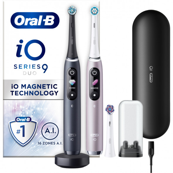 Набор из 2-х электрических зубных щеток Oral-B iO Series 9 Duo, Black Onyx и Rose Quartz в Великом Новгороде