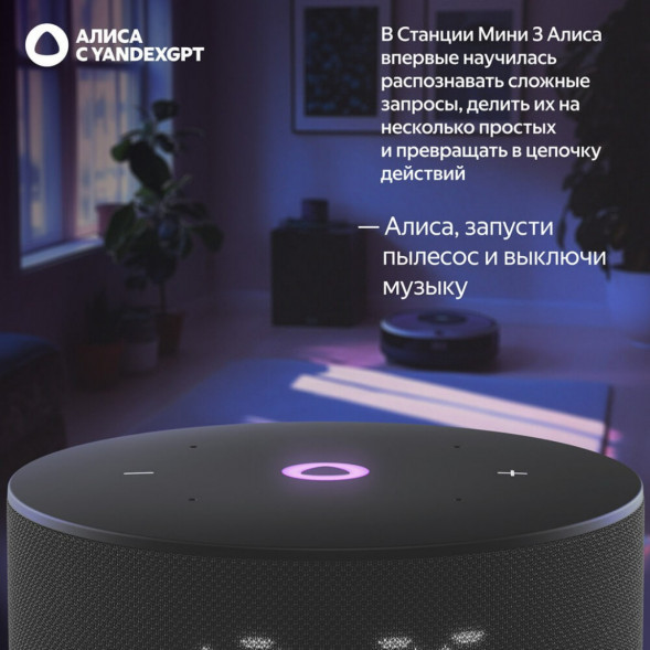 Умная колонка Яндекс Станция Мини 3 c Алисой на YandexGPT, чёрная в Великом Новгороде