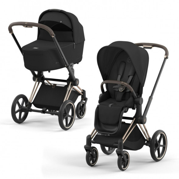 Коляска 2 в 1 Cybex Priam IV Sepia Black, шасси Rosegold в Великом Новгороде