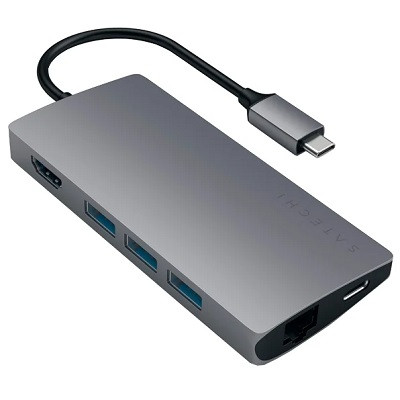 USB-концентратор Satechi Aluminum Multi-Port Adapter 4K with Ethernet V2, разъемов: 6, space gray в Великом Новгороде