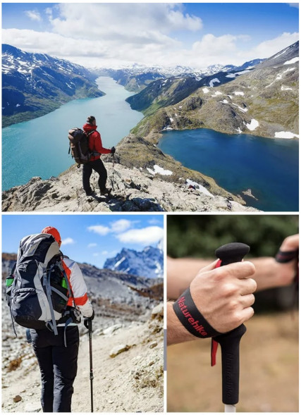 Треккинговая палка Naturehike 135 см, 1 шт., белый/красный в Великом Новгороде