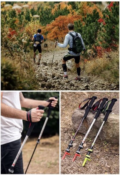 Треккинговая палка Naturehike 135 см, 1 шт., белый/красный в Великом Новгороде