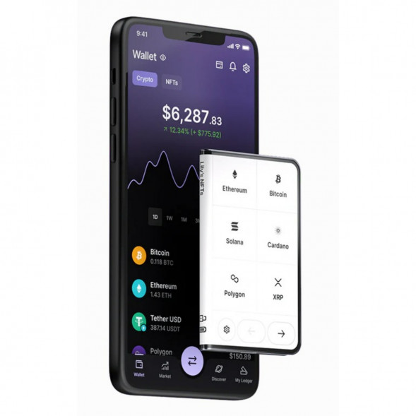 Аппаратный холодный криптокошелек Ledger Stax c чехлом Magnet Shell Black + Recovery Key в Великом Новгороде