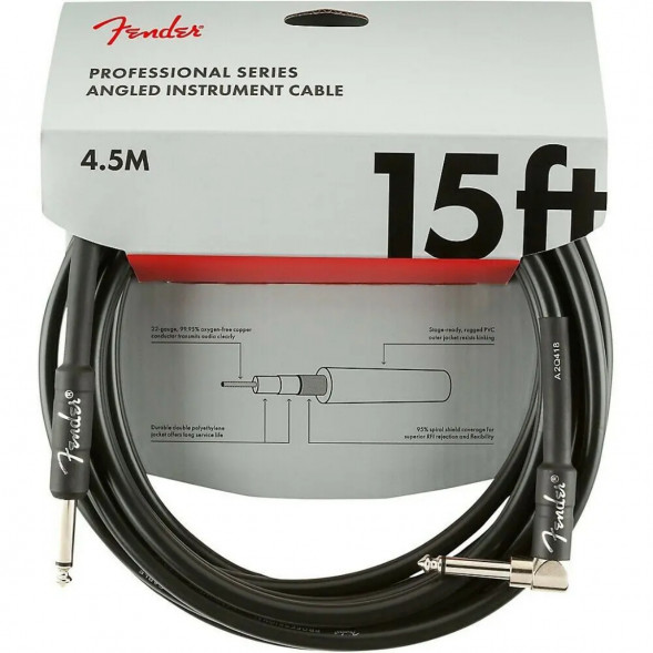 Инструментальный кабель Fender Professional Series 15 ft, 4.5 м, jack 6.3, черный в Великом Новгороде