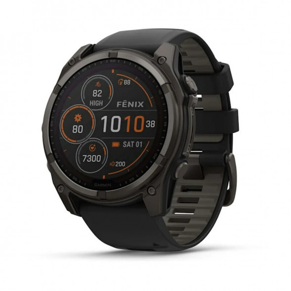 Умные часы Garmin Fenix 8, 51 мм, Solar, Sapphire Carbon Gray DLC Titanium with Black/Pebble Gray Silicone 010-02907-10 в Великом Новгороде
