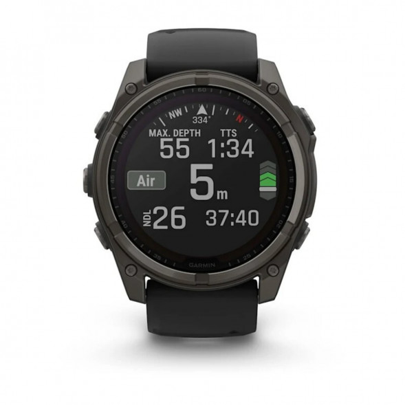 Умные часы Garmin Fenix 8, 51 мм, Solar, Sapphire Carbon Gray DLC Titanium with Black/Pebble Gray Silicone 010-02907-10 в Великом Новгороде
