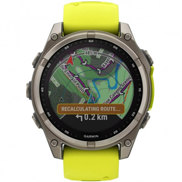Умные часы Garmin Fenix 8, 51 мм, Solar, Sapphire Titanium with AMP Yellow/Graphite Silicone Band 010-02907-20 в Великом Новгороде