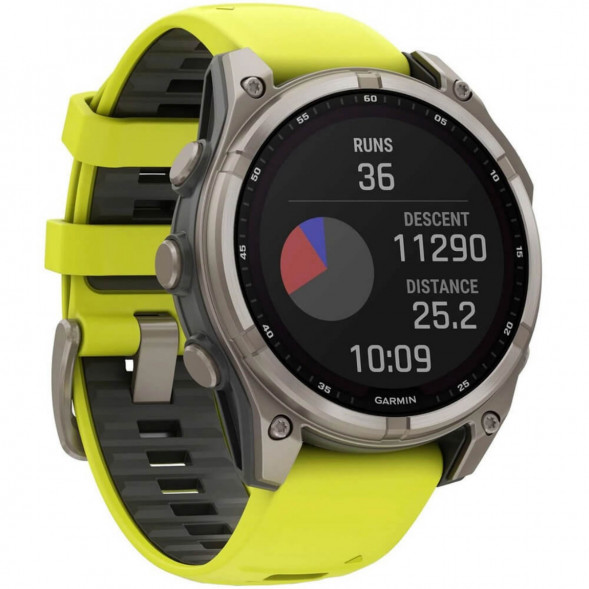 Умные часы Garmin Fenix 8, 51 мм, Solar, Sapphire Titanium with AMP Yellow/Graphite Silicone Band 010-02907-20 в Великом Новгороде
