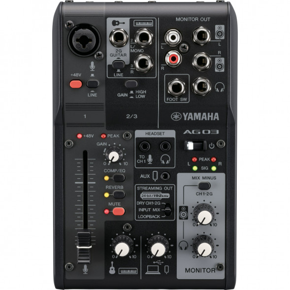 Микшер для стриминга Yamaha AG03MK2 LSPK Live Stream Black с аксессуарами в Великом Новгороде