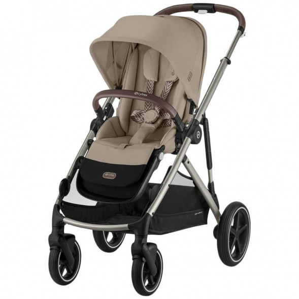 Детская коляска Cybex Gazelle S TPE Almond Beige с корзиной и дождевиком в Великом Новгороде