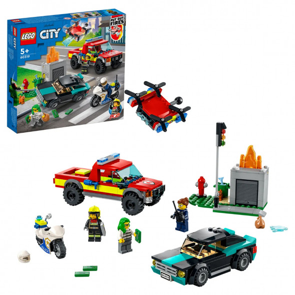 Конструктор LEGO City Fire 60319 Пожарная бригада и полицейская погоня в Великом Новгороде
