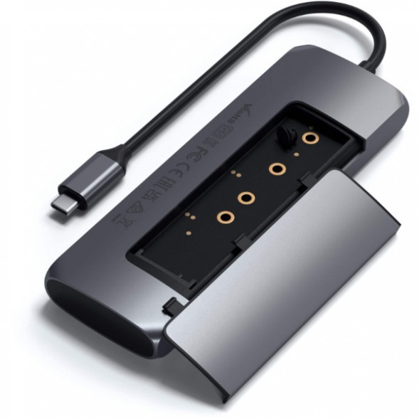 Док-станция Satechi USB-C Hybrid Multiport Adapter (with SSD Enclosure M.2 SATA, 2xUSB 3.1, USB Type-C, HDMI), Серый ST-UCHSEM в Великом Новгороде