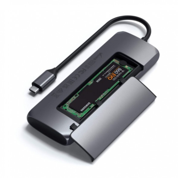 Док-станция Satechi USB-C Hybrid Multiport Adapter (with SSD Enclosure M.2 SATA, 2xUSB 3.1, USB Type-C, HDMI), Серый ST-UCHSEM в Великом Новгороде