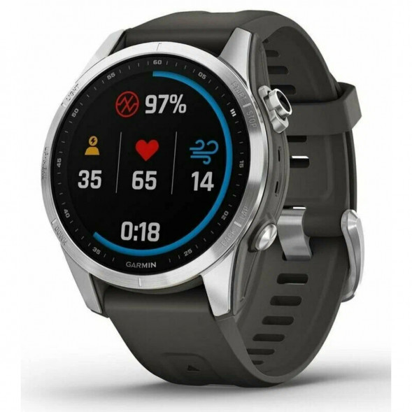 Умные часы Garmin Fenix 7s серебристый с графитовым силиконовым ремешком 010-02539-01 в Великом Новгороде