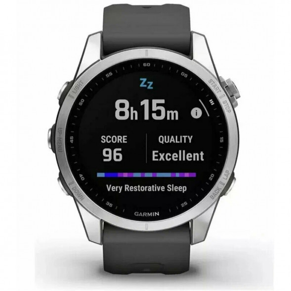 Умные часы Garmin Fenix 7s серебристый с графитовым силиконовым ремешком 010-02539-01 в Великом Новгороде