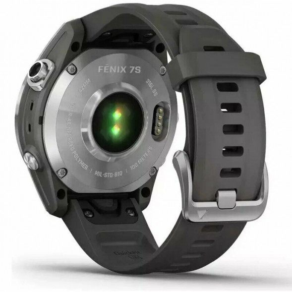 Умные часы Garmin Fenix 7s серебристый с графитовым силиконовым ремешком 010-02539-01 в Великом Новгороде