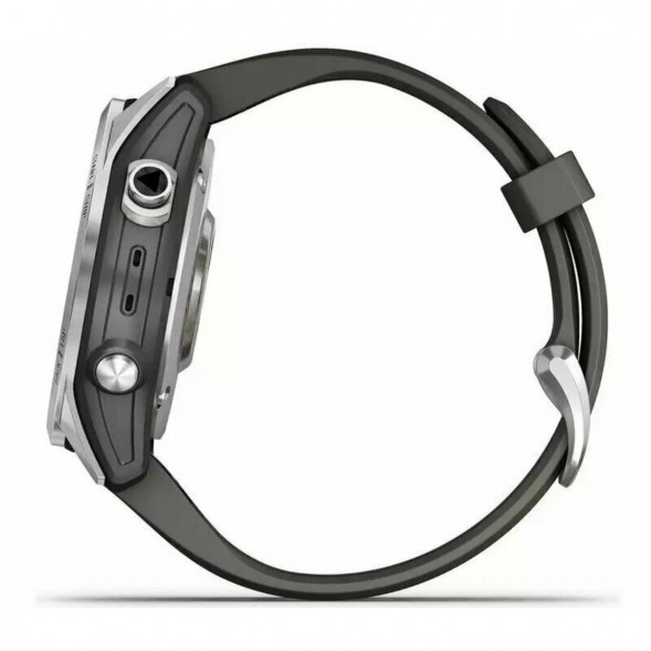Умные часы Garmin Fenix 7s серебристый с графитовым силиконовым ремешком 010-02539-01 в Великом Новгороде