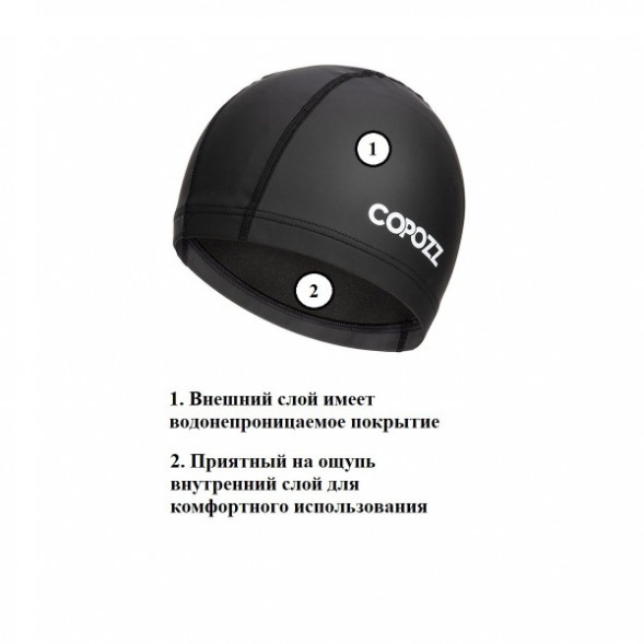 Шапочка для бассейна Copozz (черный) в Великом Новгороде